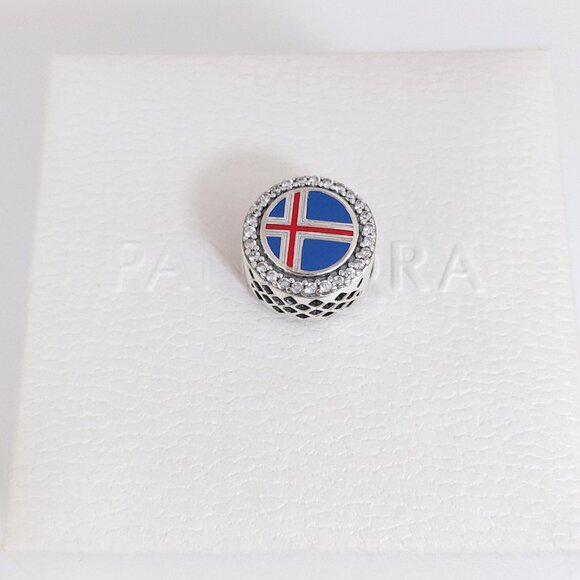 Pandora Iceland Flag Silver Charm Bead with box - Picture 4 of 8